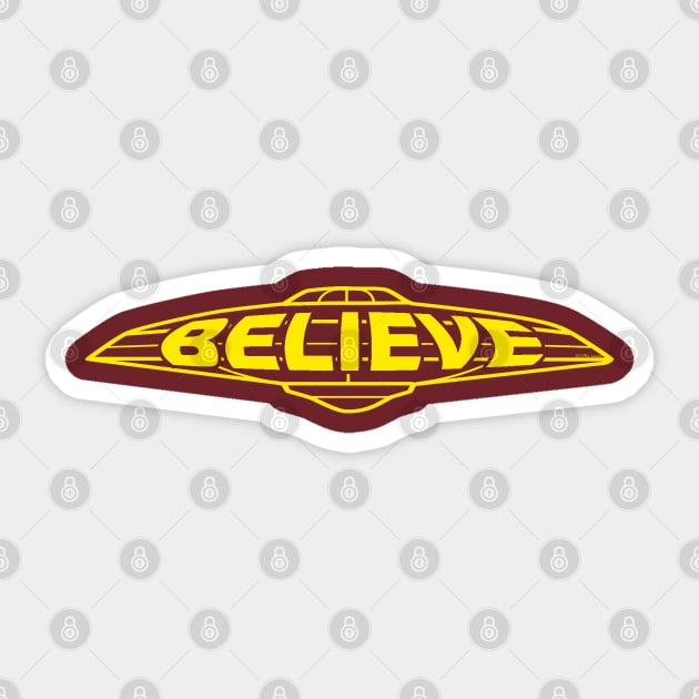 UFO Believe (yellow print) Sticker by theartofron